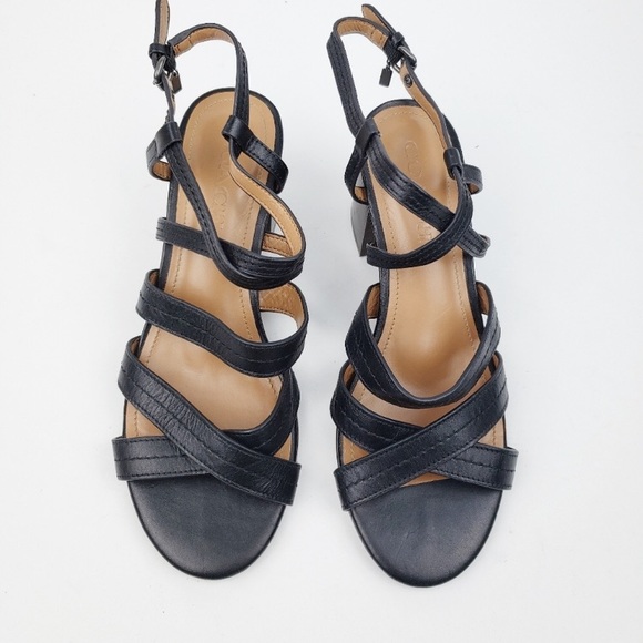 Coach Terry Black Leather Sandals Size 6.5 - Picture 2 of 10